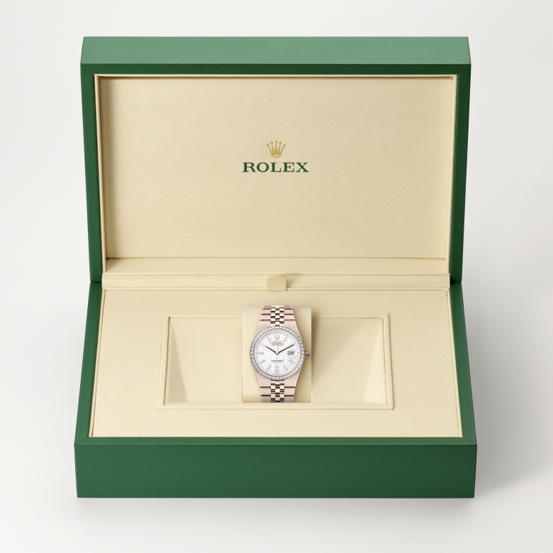 rolex land-dweller in 18 ct everose gold, m127285tbr-0002 - in rolex box - ben bridge