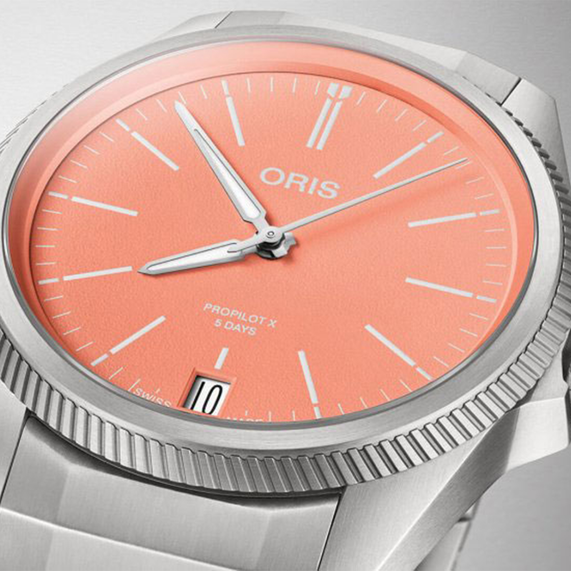 Oris ProPilot X Calibre 400 Watch Titanium Case Salmon Dial Titanium Bracelet, 39mm