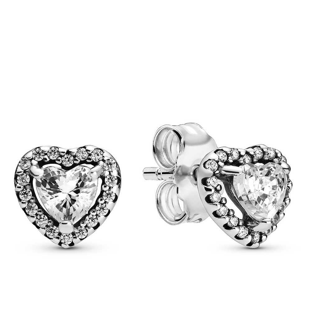 Pandora Elevated Heart CZ Stud Earrings - 298427C01 | Ben Bridge Jeweler