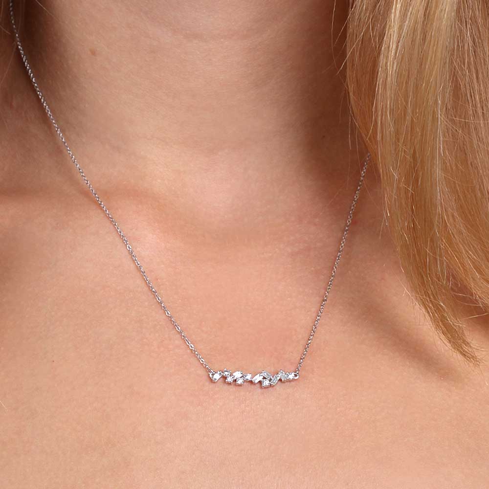 Scattered Baguette & Round Diamond Necklace 14K Ben Bridge Jeweler