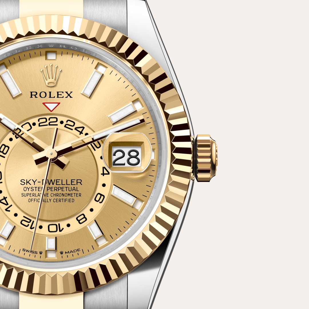 rolex sky-dweller in yellow rolesor - combination of oystersteel and yellow gold, m336933-0001 - watch dial - ben bridge