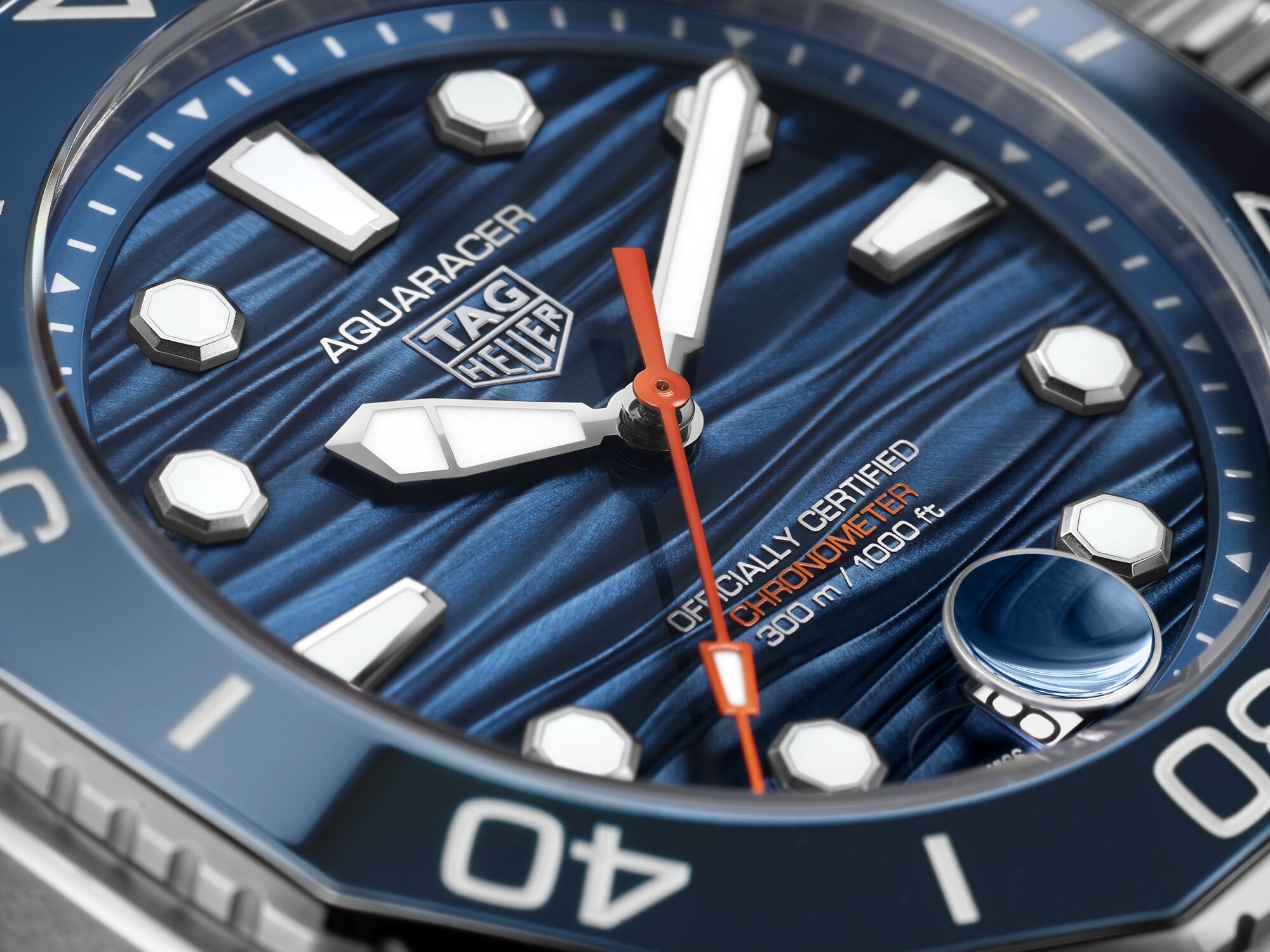TAG Heuer Aquaracer Professional 300 Blue Dial Blue Rubber Strap Watch, 42mm