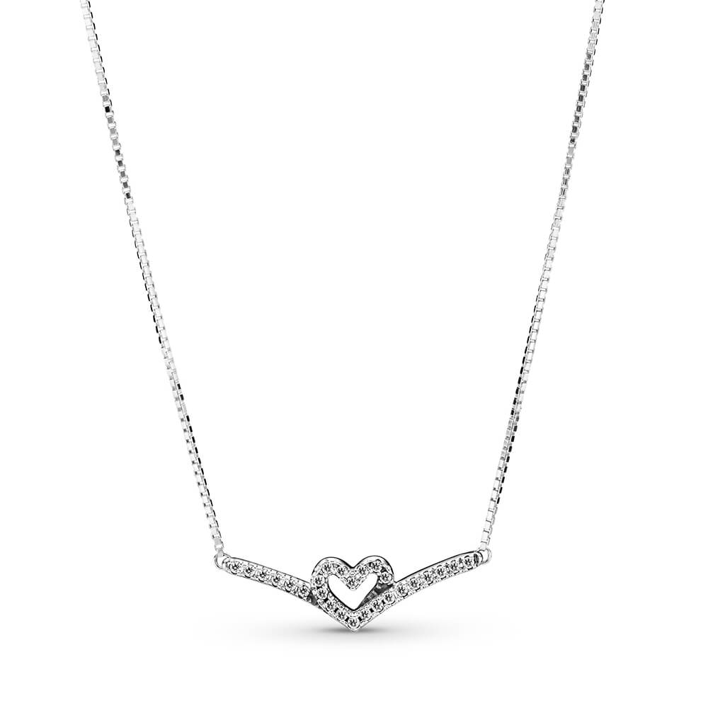 Pandora Sparkling Wishbone Heart CZ 