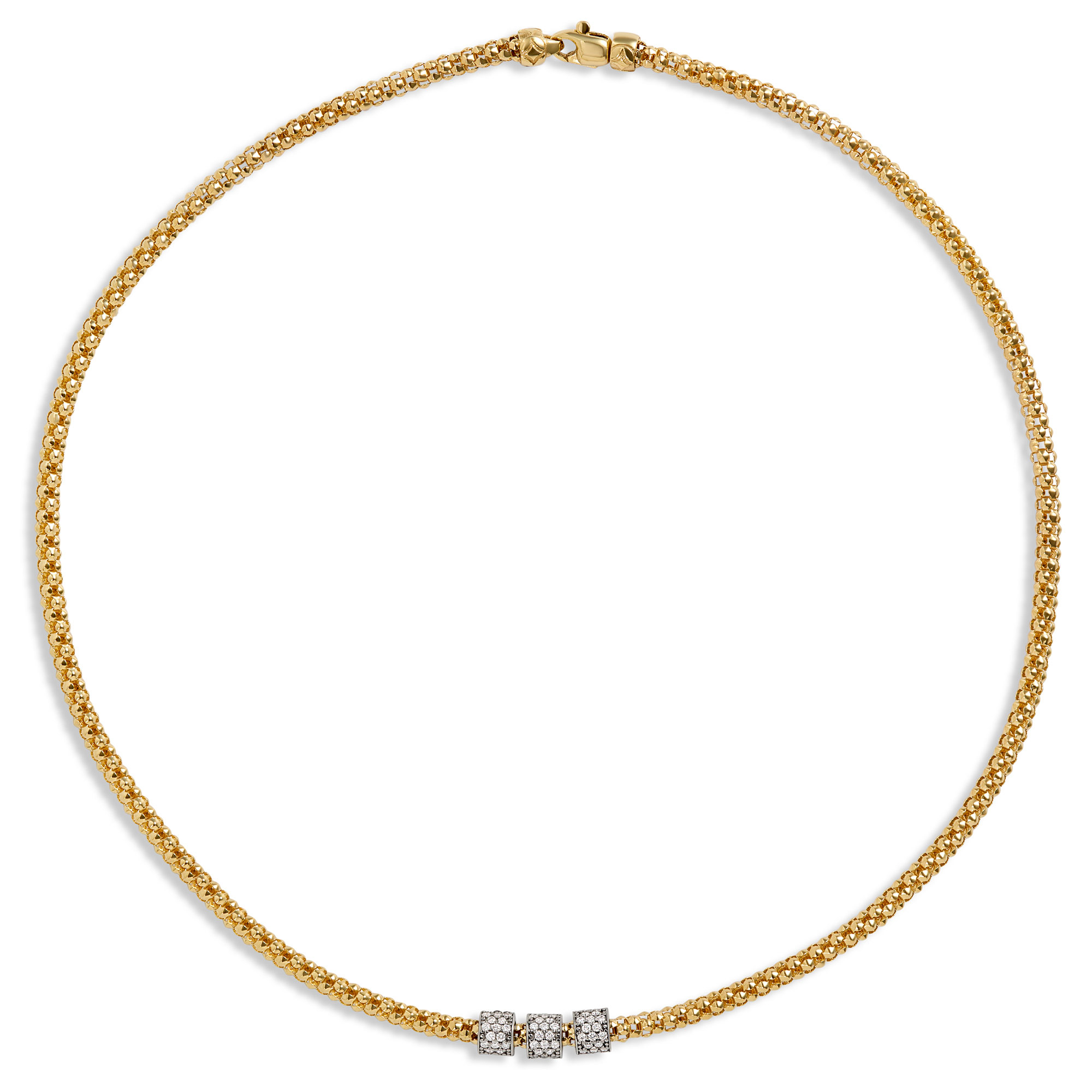 Toscano with Diamonds 18-Inch Popcorn Necklace, 18K Yellow Gold