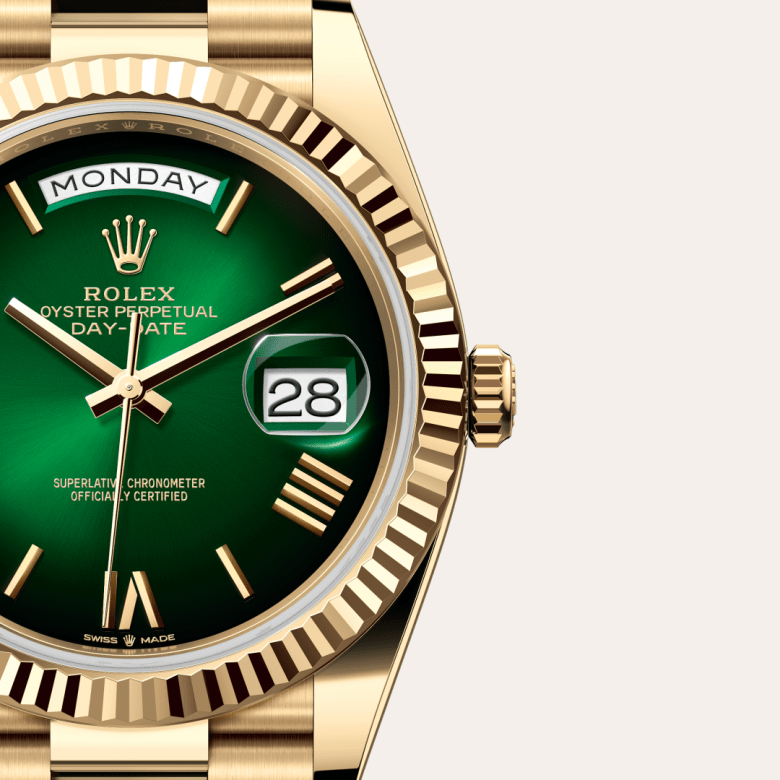 rolex day-date in 18 ct yellow gold, m228238-0069 - watch dial - ben bridge