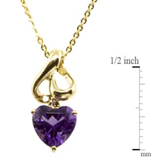 Amethyst Heart Pendant 14K