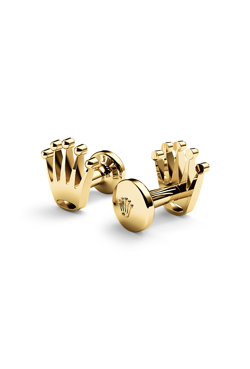 Rolex Crown cufflinks, 18 kt yellow gold, A1018