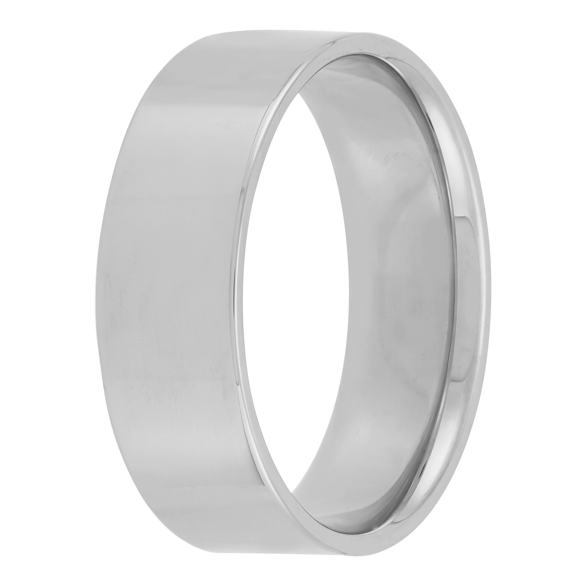 White Gold Polished Pipe Comfort Fit 7mm Band 18K