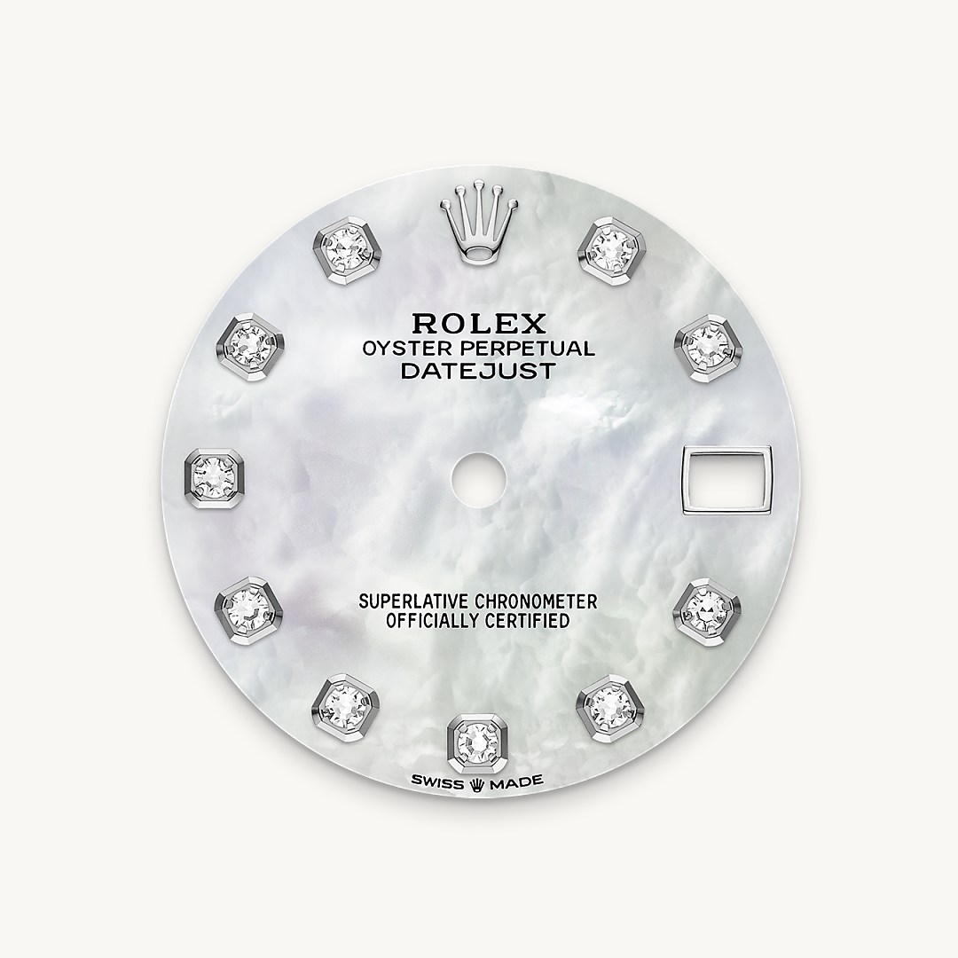 rolex datejust in white rolesor - combination of oystersteel and white gold, m278384rbr-0008 - mother-of-pearl dial - ben bridge