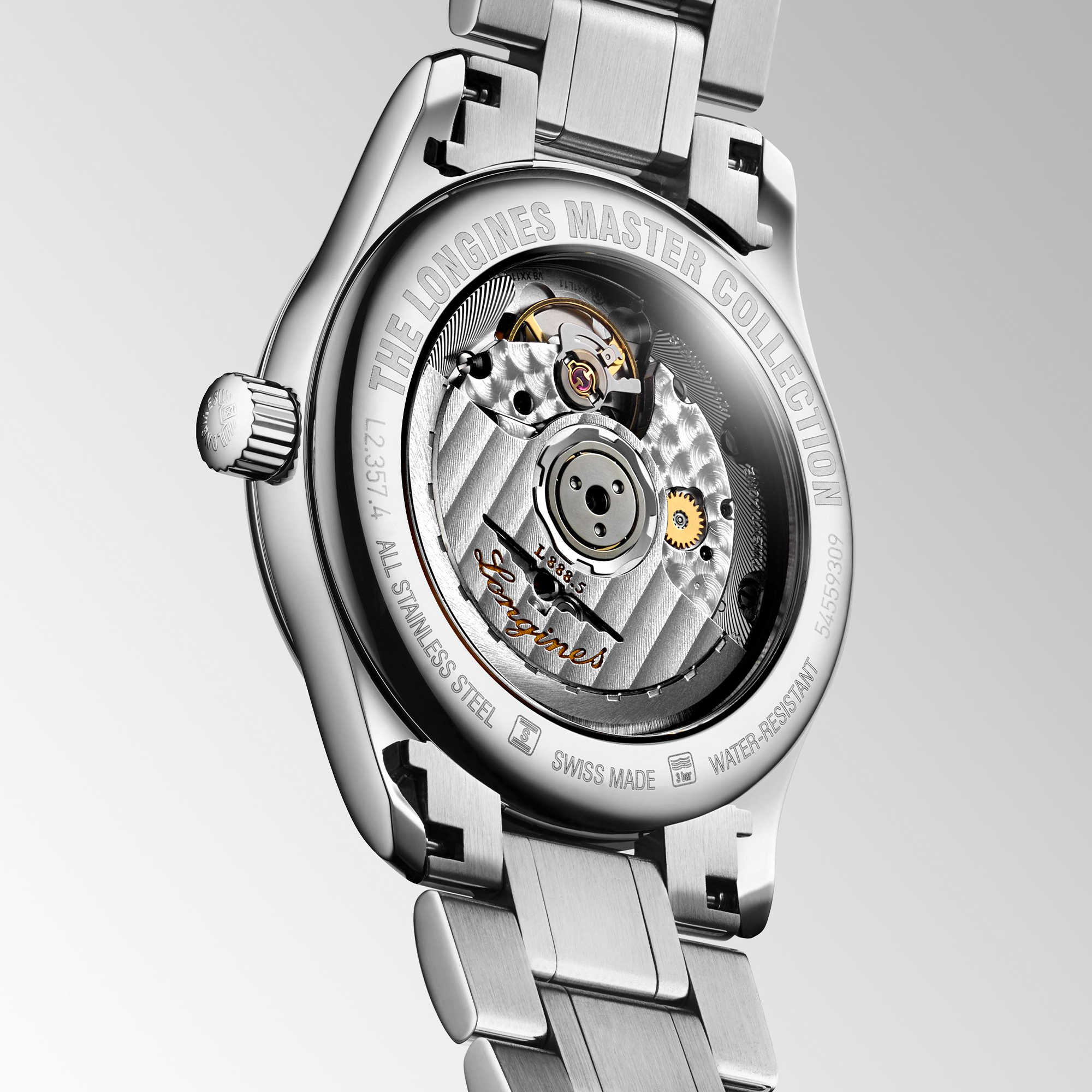 Longines Master Mother Of Pearl Diamond Indexes Dial  Watch, 34 mm
