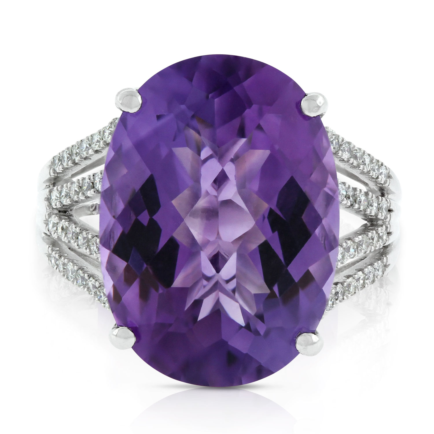 Oval Amethyst & Diamond Ring 14K Ben Bridge Jeweler