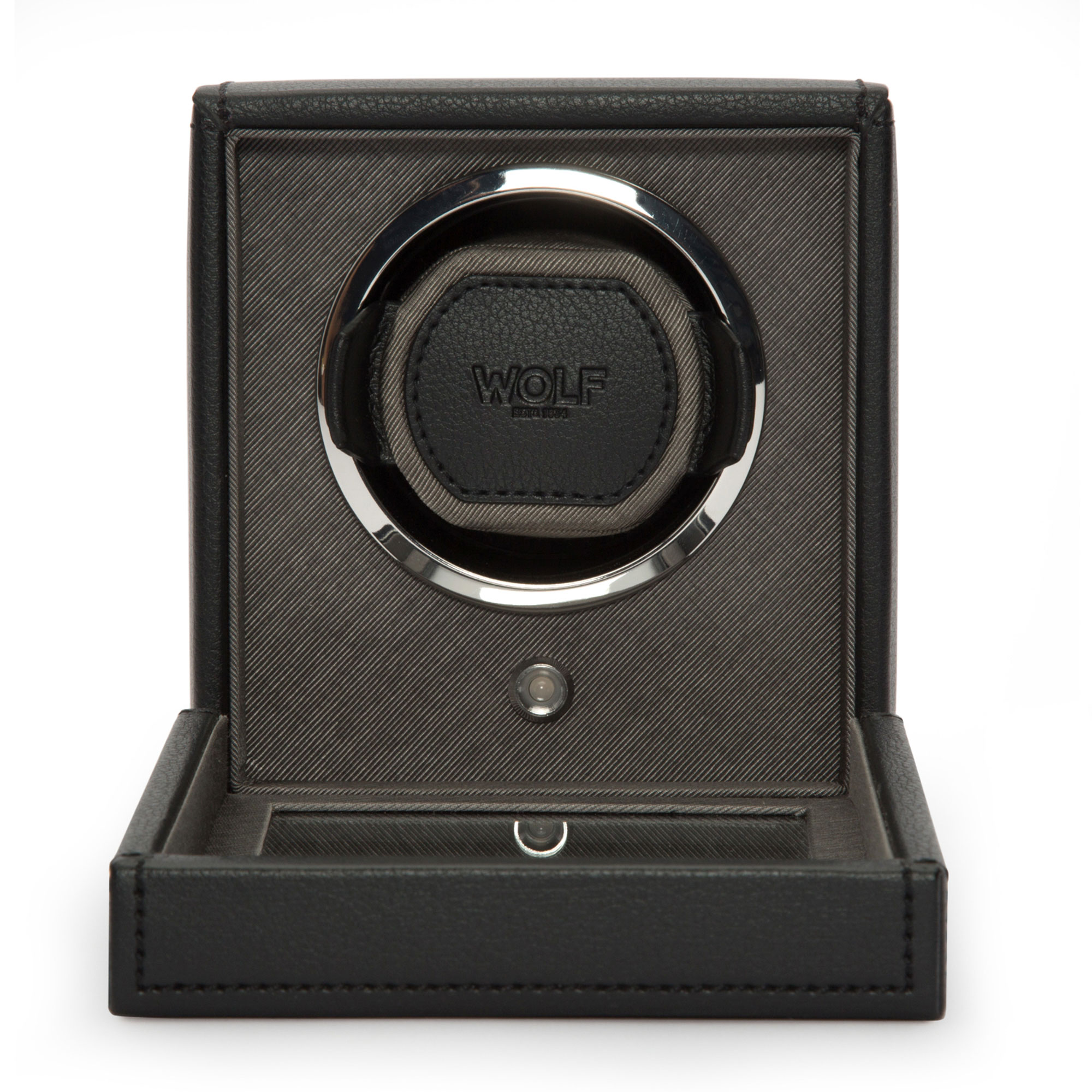 WOLF Cub Single Watch Winder With Cover, Black