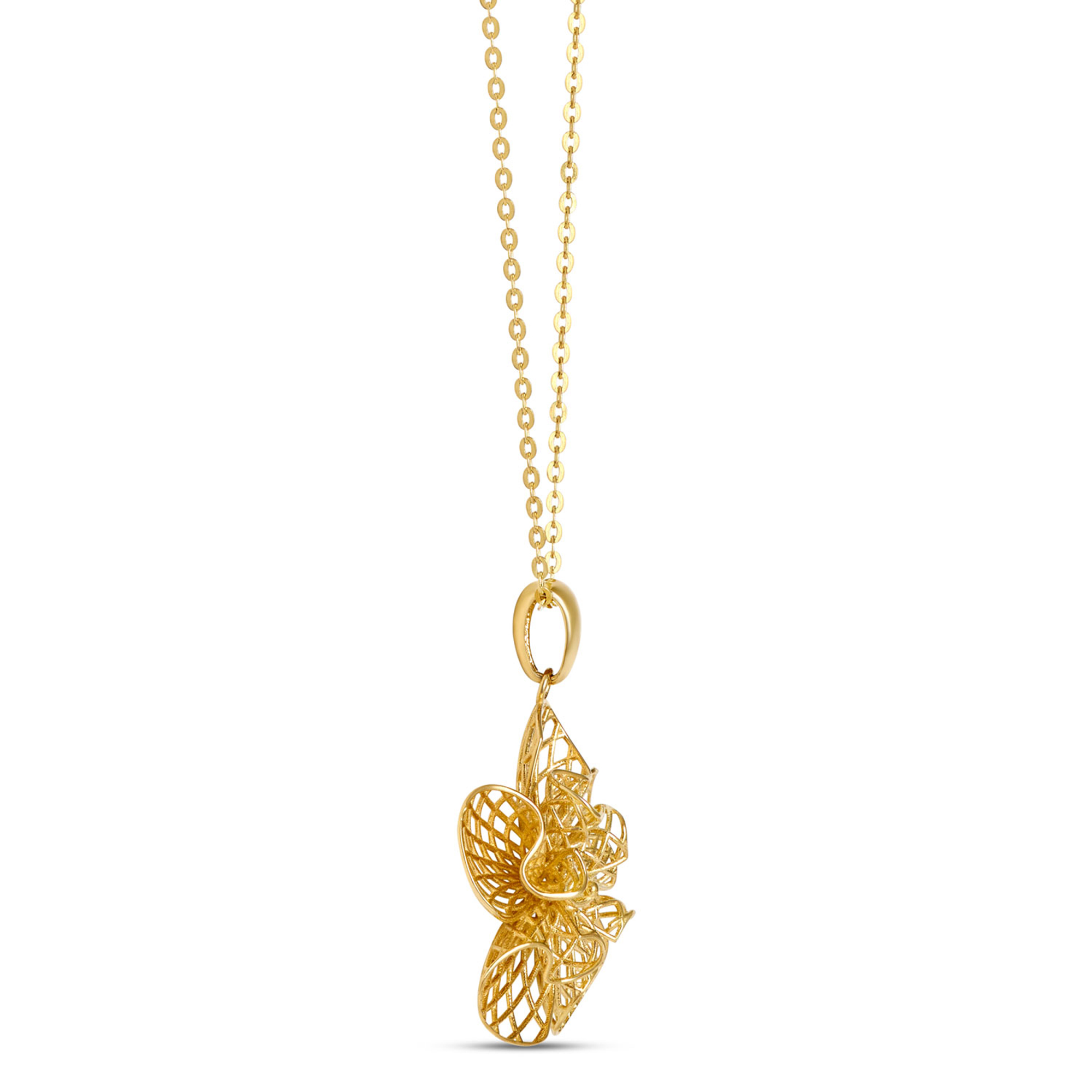 Toscano 18-Inch Lattice Flower Necklace, 14K Yellow Gold