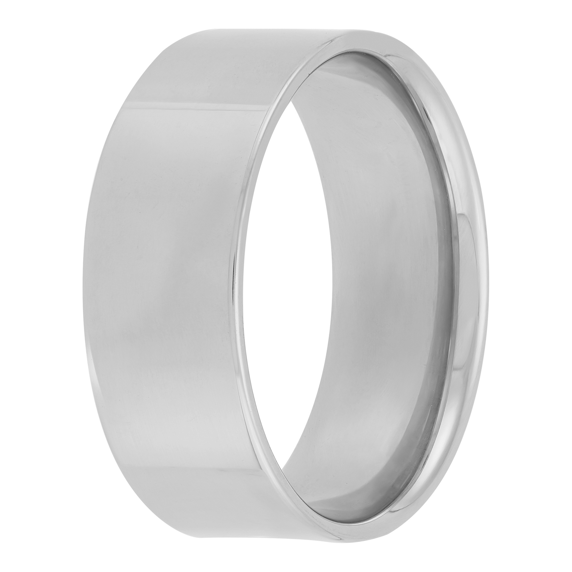 White Gold Polished Pipe Comfort Fit 8mm Band 18K