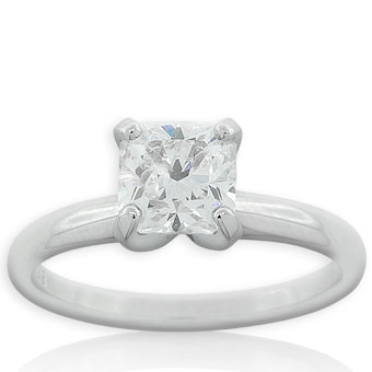 Ikuma Canadian Square Ideal Cut Diamond Solitaire Ring 14K, 1 ct.