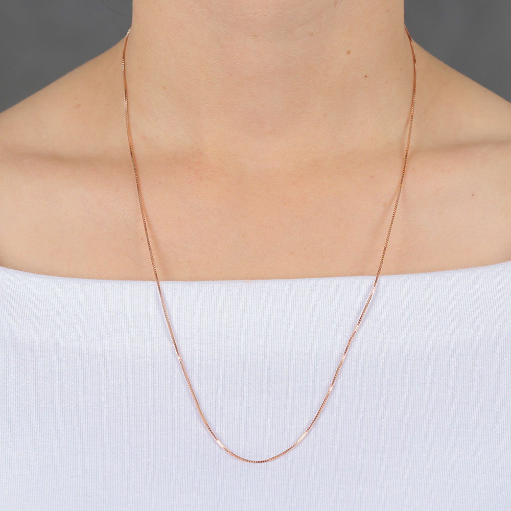 Rose Gold Adjustable Box Chain 14K, 22 