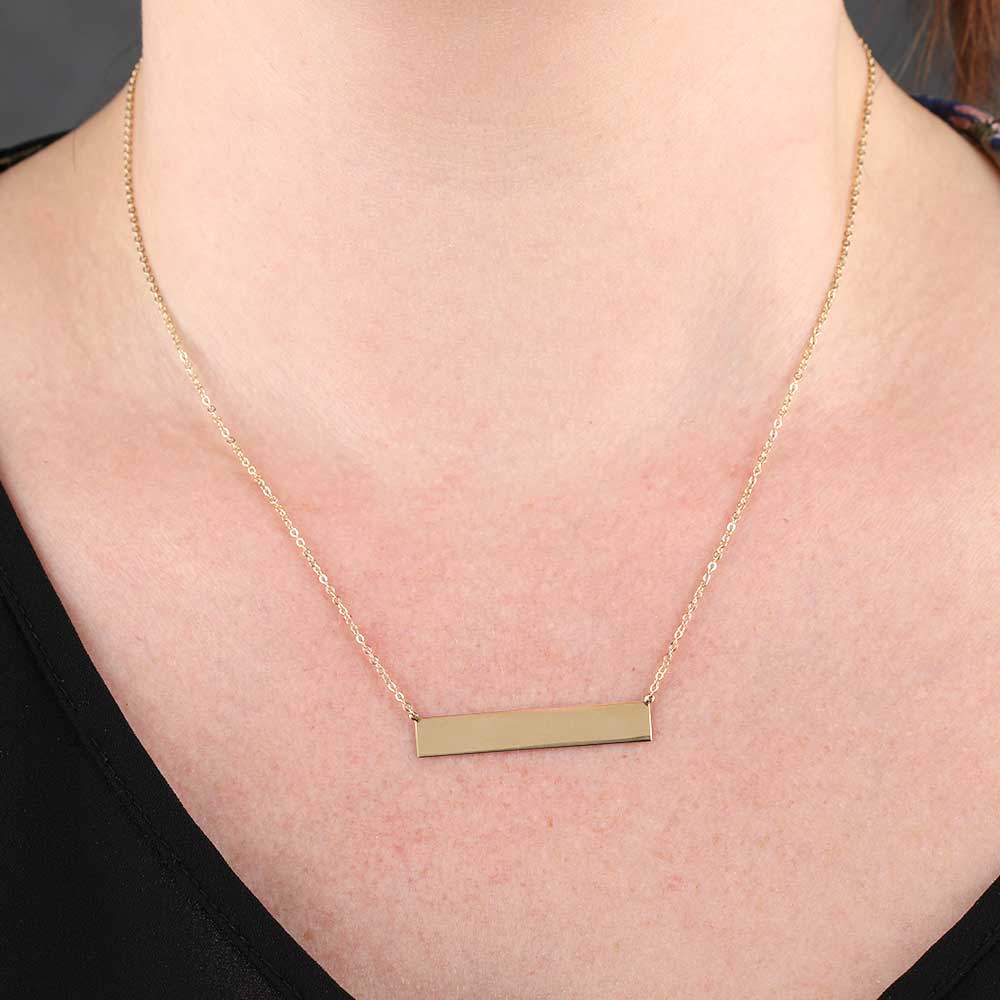 Engravable Bar Necklace 14K