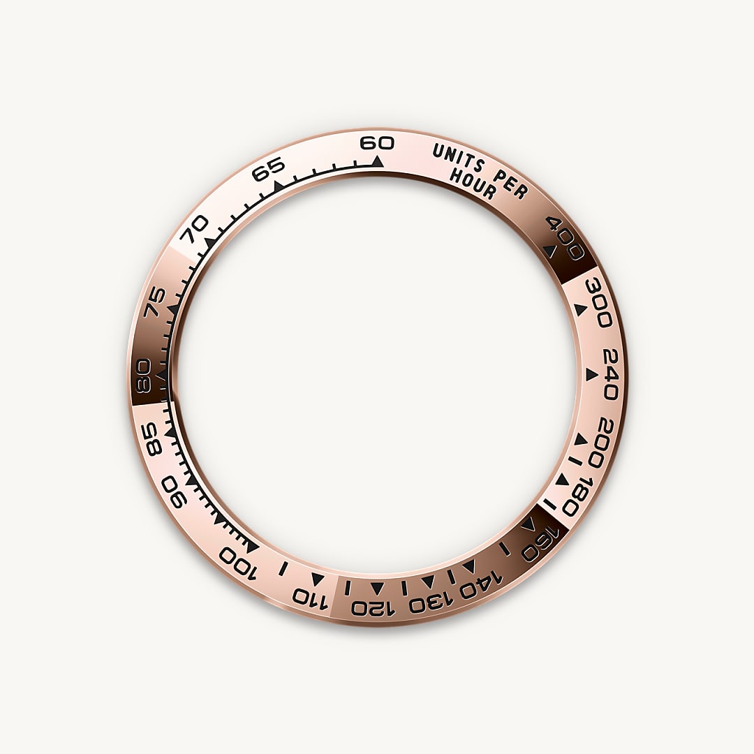 rolex cosmograph daytona in 18 ct everose gold, m126505-0005 - the tachymetric scale - ben bridge