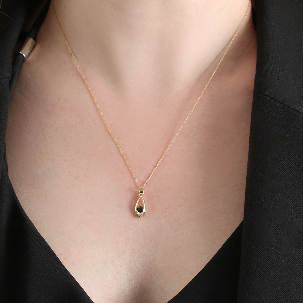 Sapphire Teardrop Pendant Necklace, 14K Yellow Gold