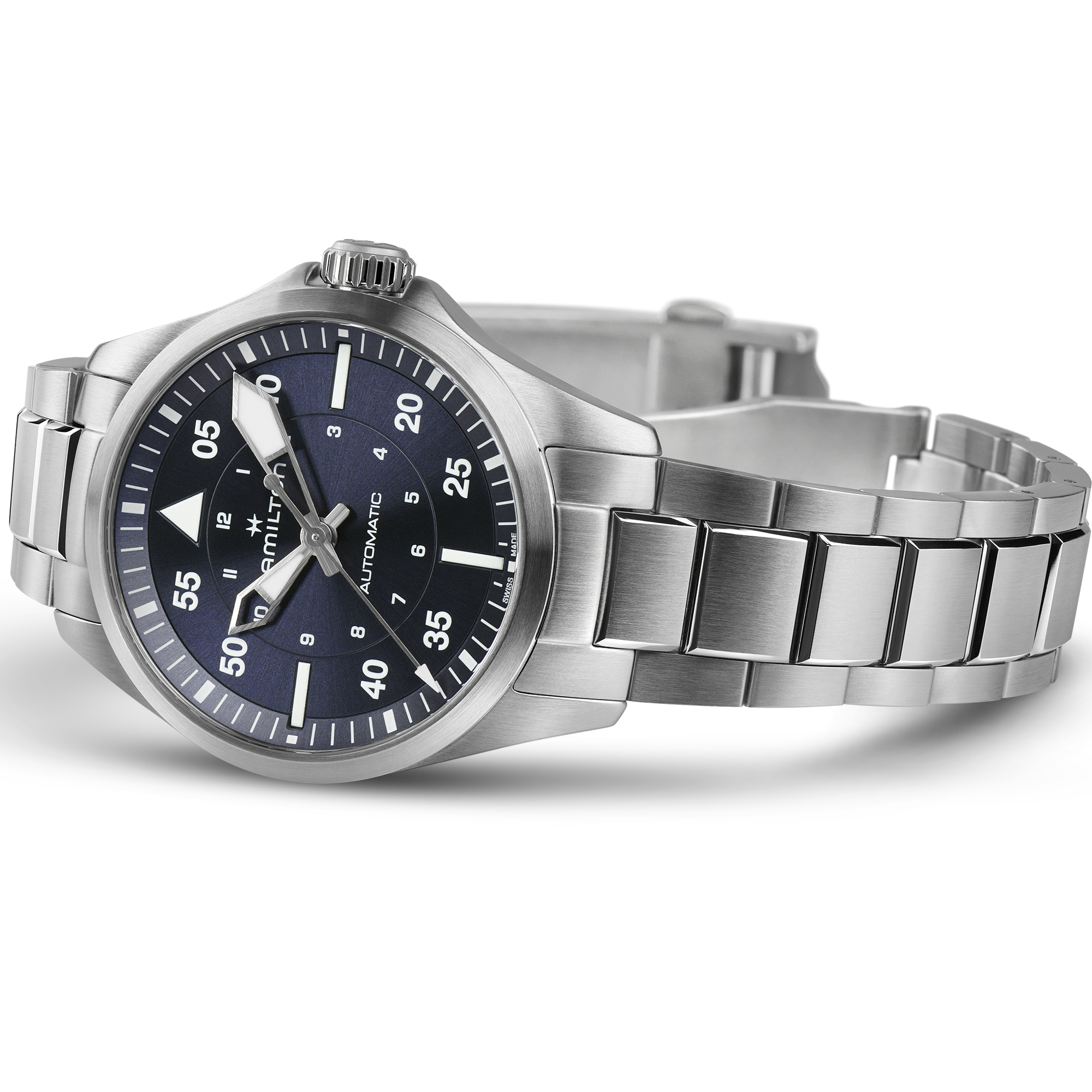 Hamilton Khaki Aviation Pilot Steel Auto Blue Dial Watch, 36mm