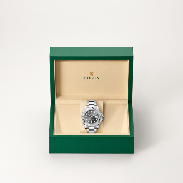 rolex yacht-master in rolesium - combination of oystersteel and platinum, m126622-0001 - in rolex box - ben bridge