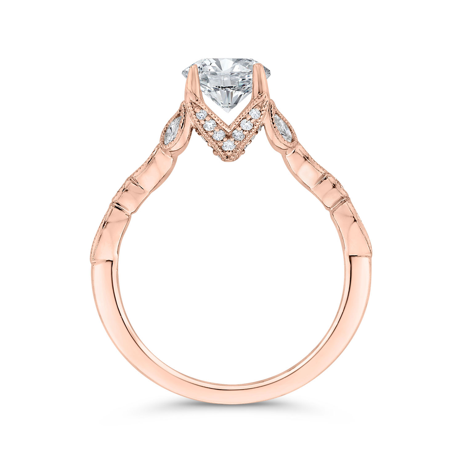 Bella Ponte Rose Gold Engagement Ring Setting 14K