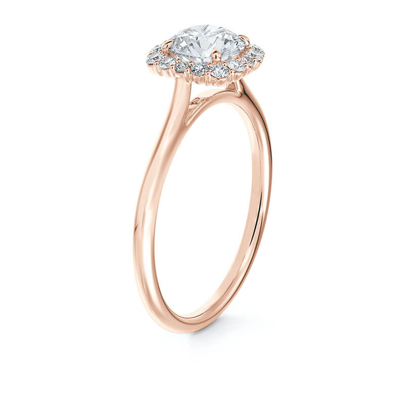 Round Diamond Cushion Halo Ring 18K