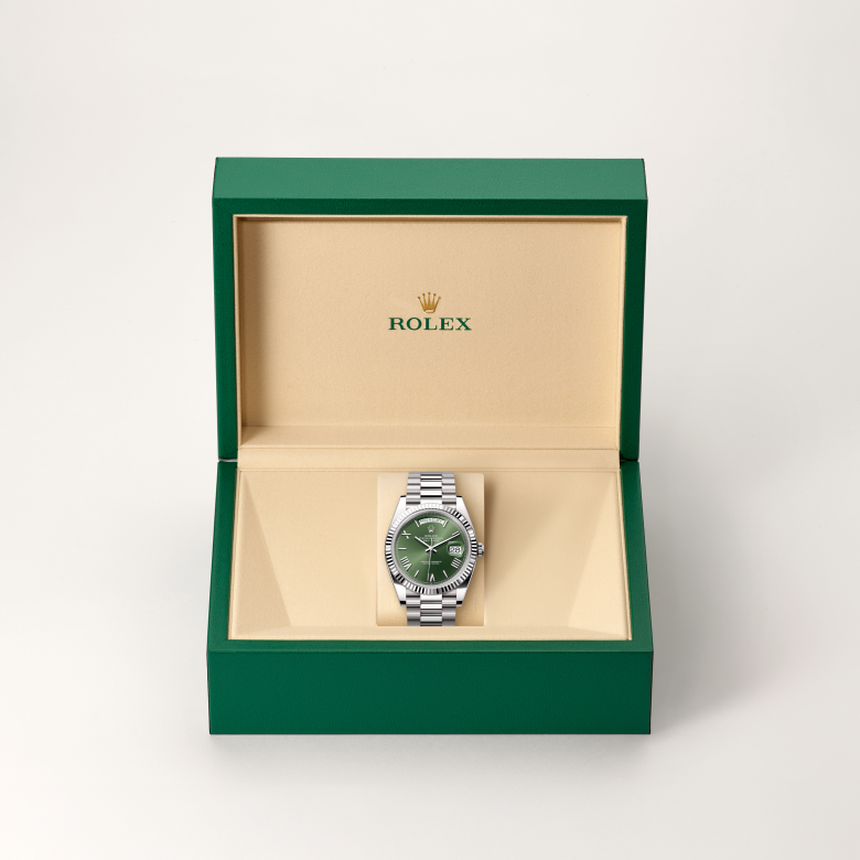 rolex day-date in 18 ct white gold, m228239-0033 - in rolex box - ben bridge