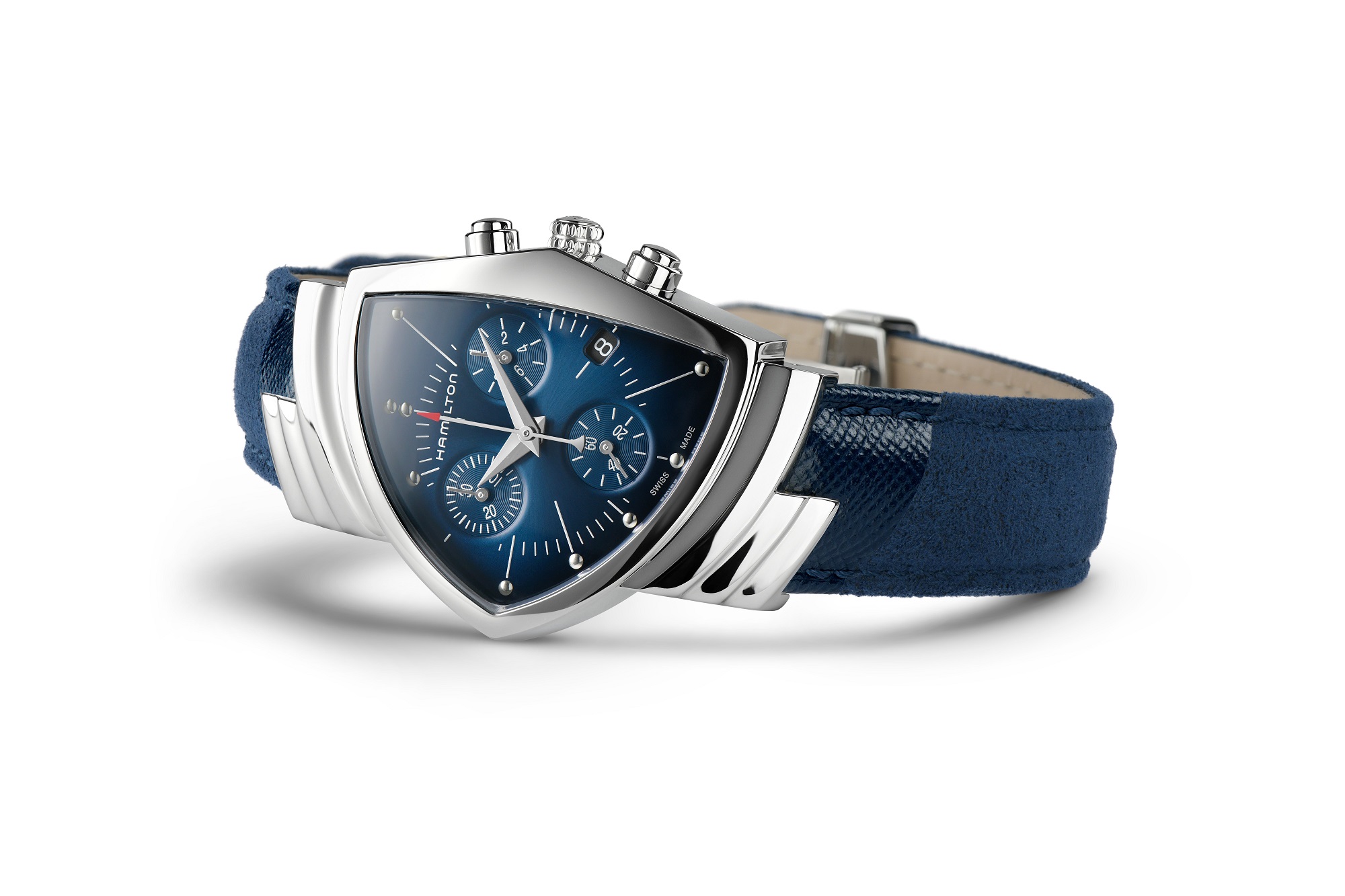 Hamilton Ventura Chrono Quartz Watch Blue Dial, 32mm