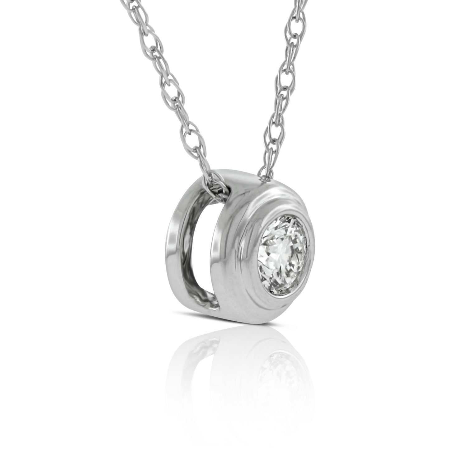 Bezel Set Diamond Pendant 14K