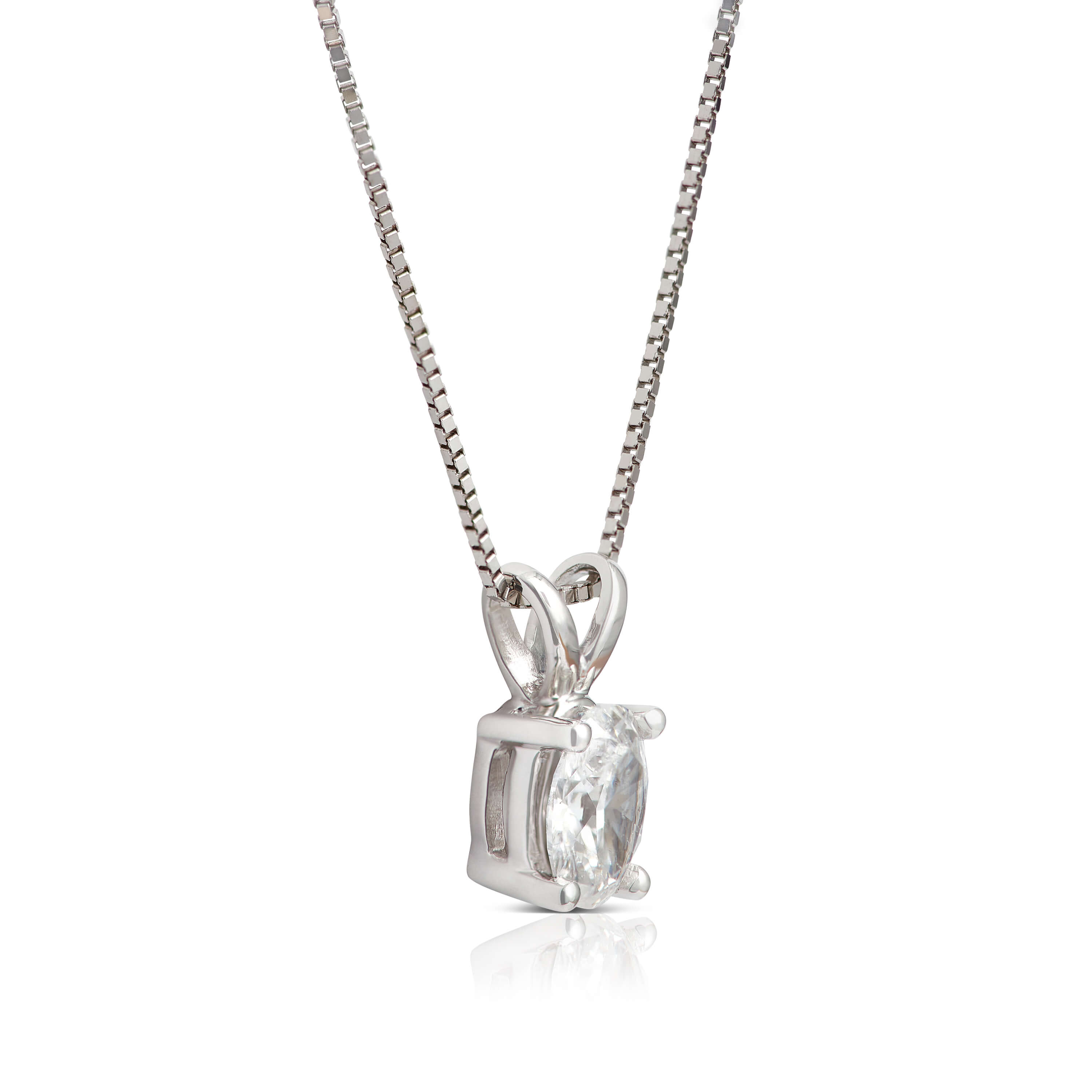 Oval Diamond Pendant, ⅓ Carat Total Weight, 14K White Gold