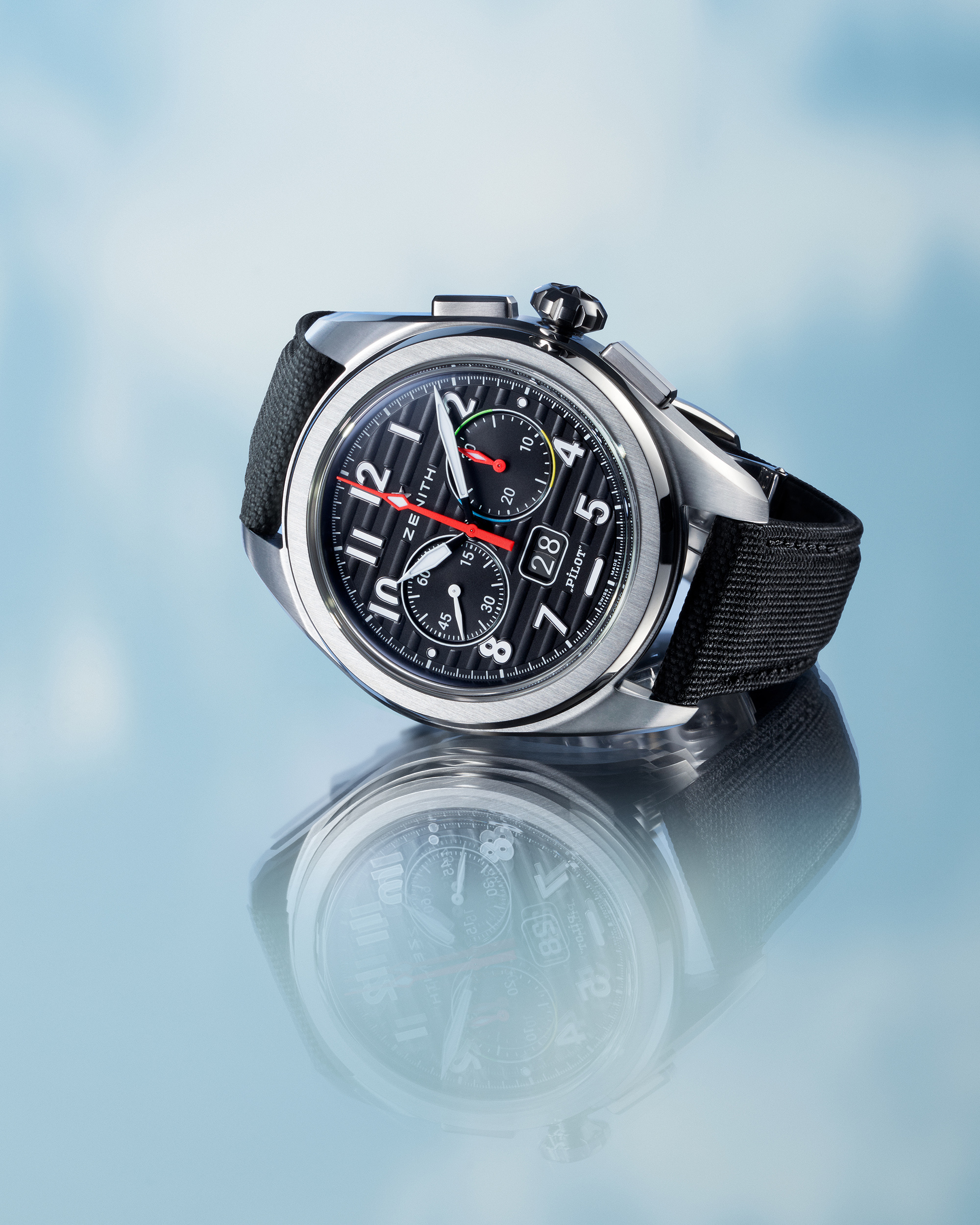 Zenith Aviator's Big Date Flyback Black Dial Watch, 42.5mm