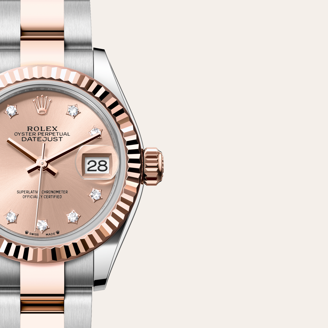 rolex lady-datejust in everose rolesor - combination of oystersteel and everose gold, m279171-0028 - watch dial - ben bridge