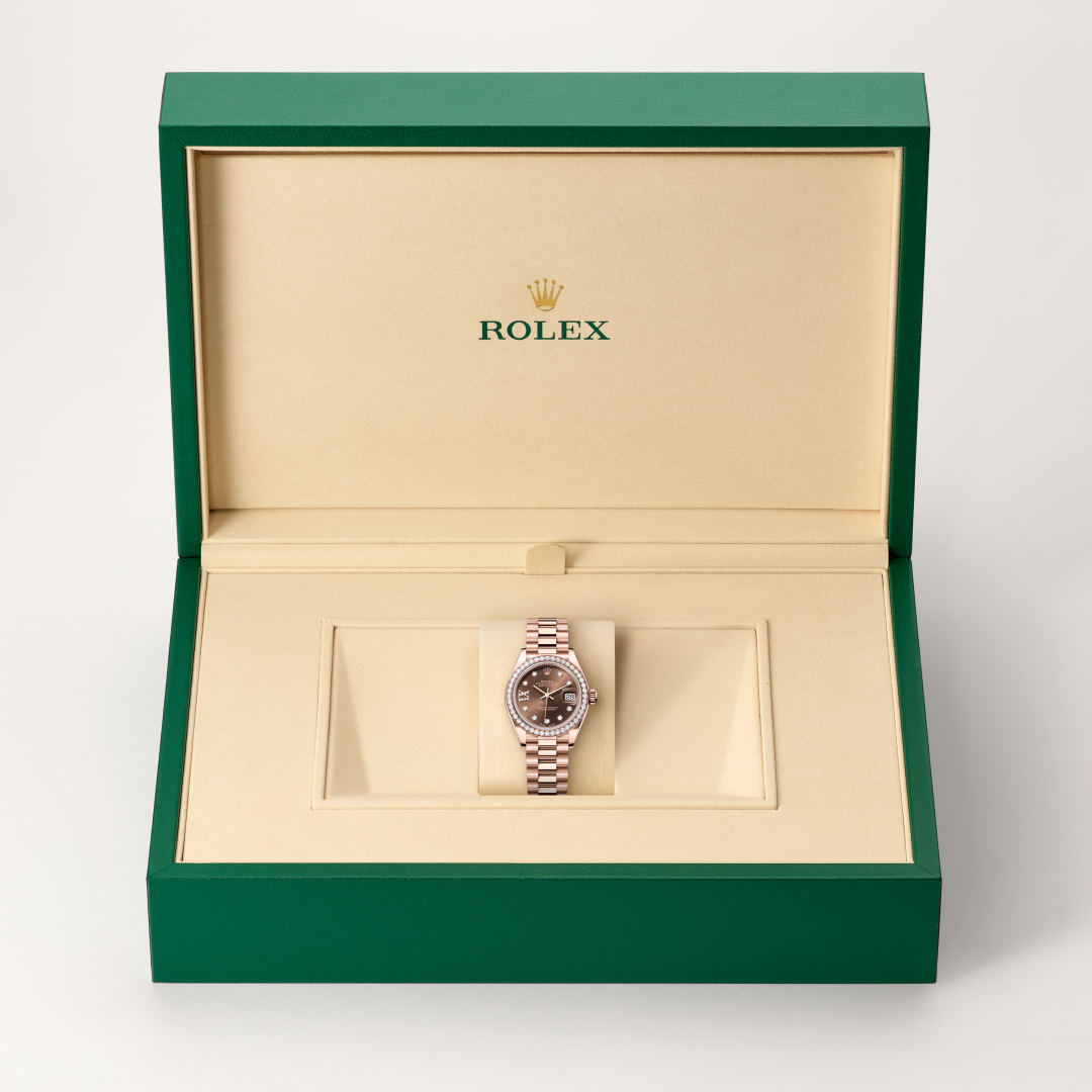 rolex lady-datejust in 18 ct everose gold, m279135rbr-0001 - in rolex box - ben bridge