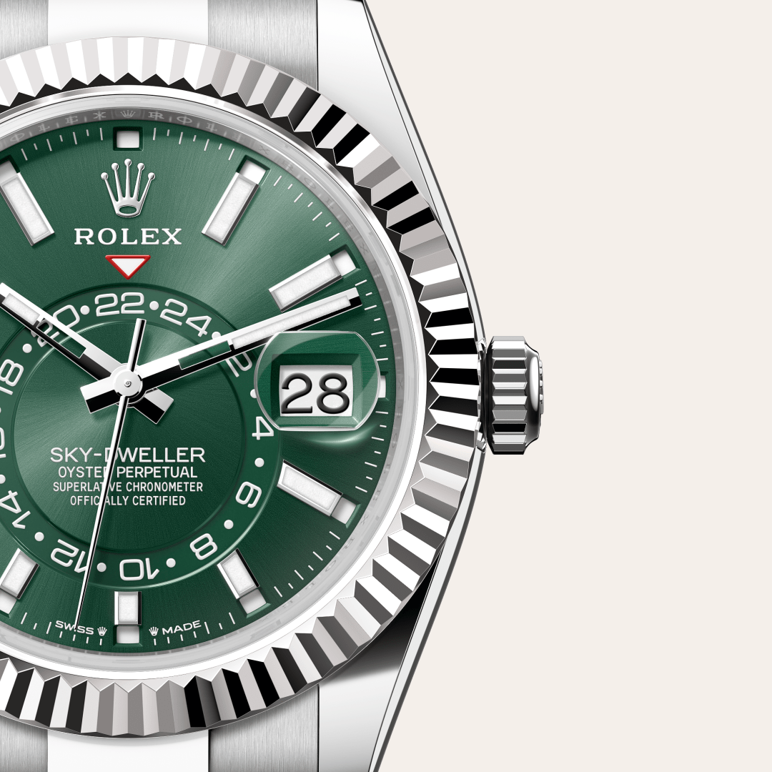 rolex sky-dweller in white rolesor - combination of oystersteel and white gold, m336934-0001 - watch dial - ben bridge
