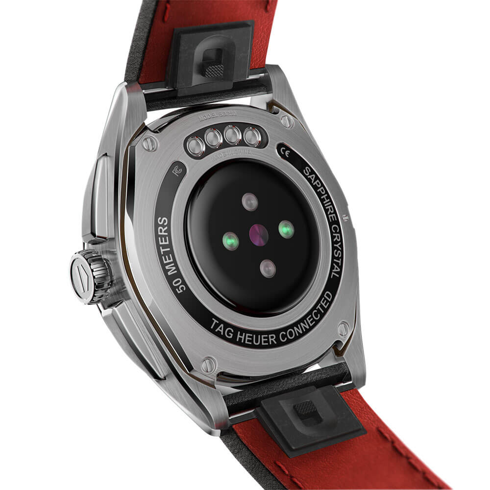 TAG Heuer Connected Calibre E4 Black Leather Steel Watch, 42mm