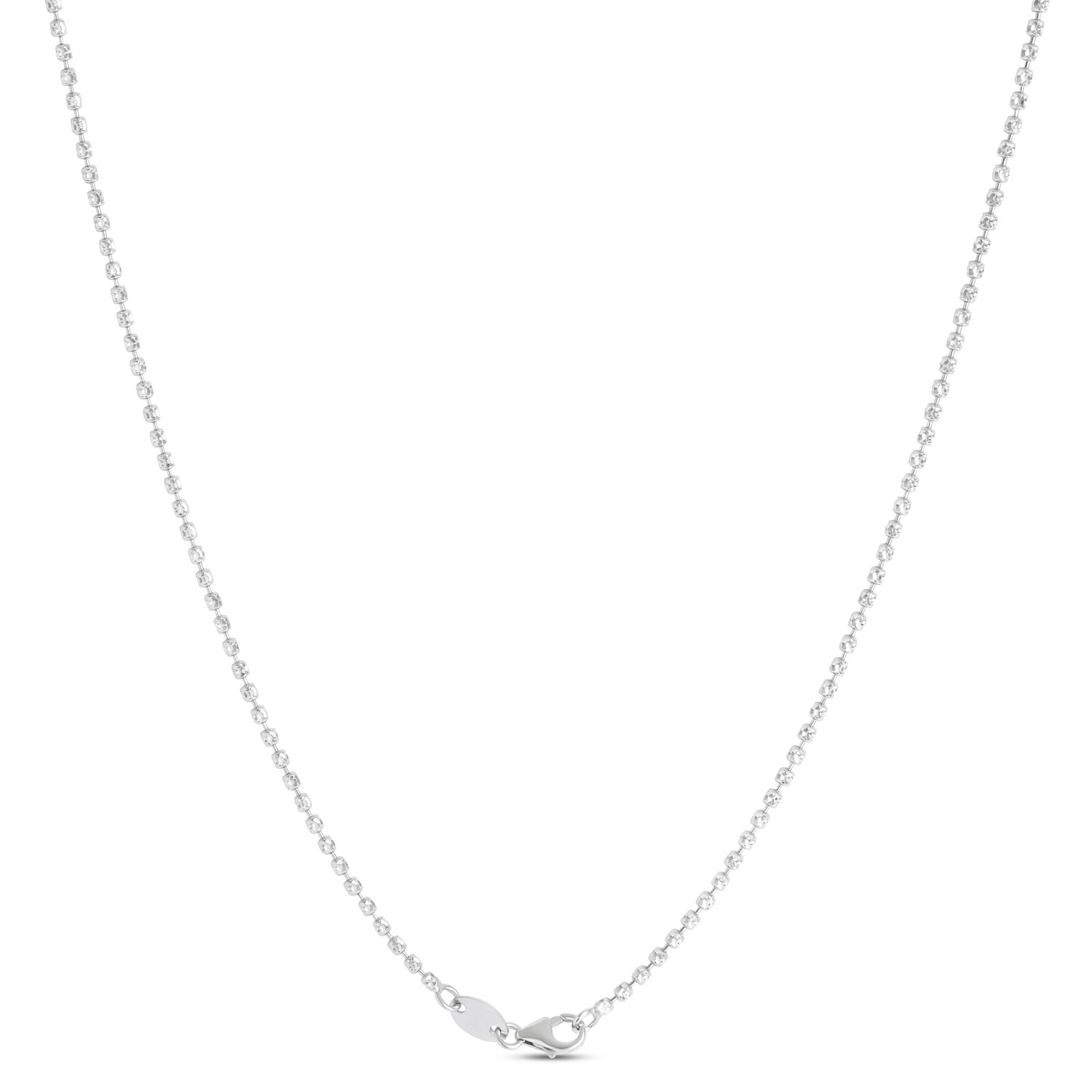 18-Inch Mooncut Bead Necklace, 14K White Gold