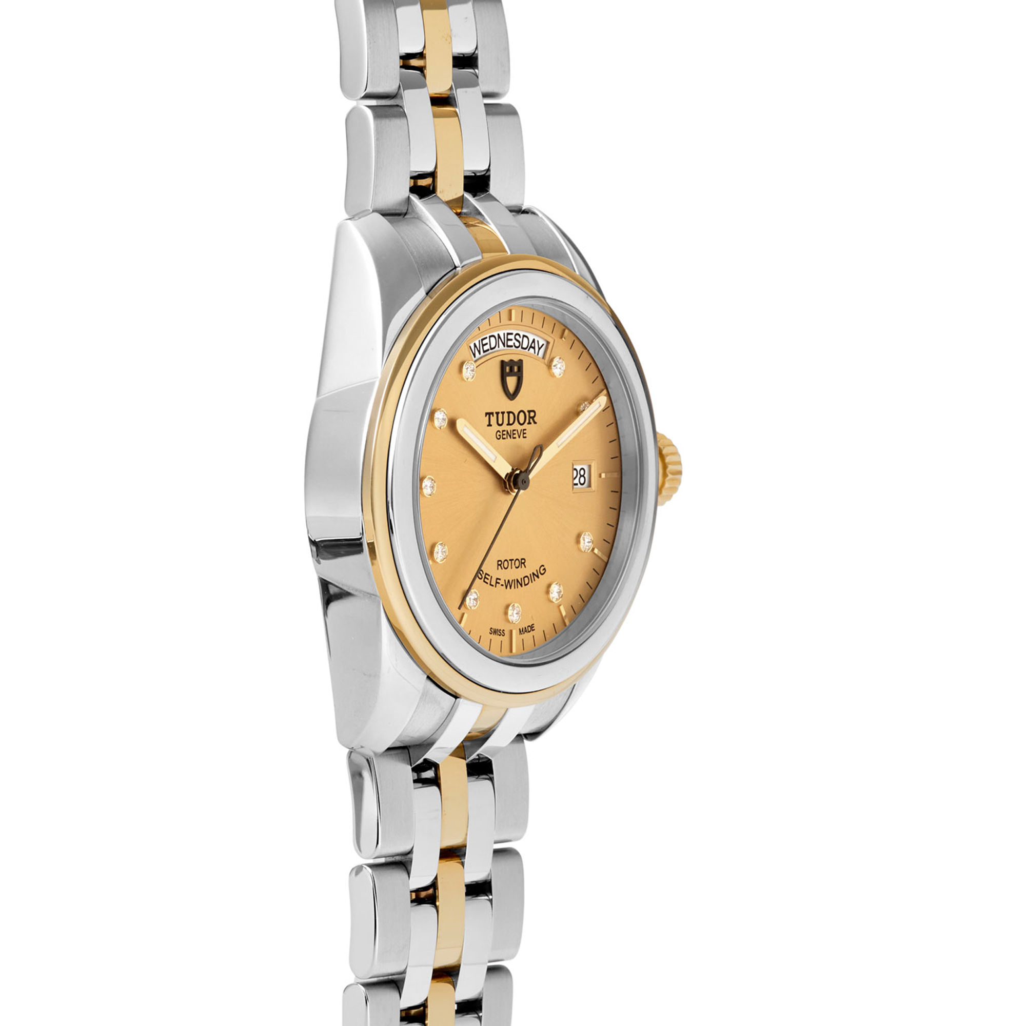 Pre-Owned TUDOR Glamour Date+Day Watch Champagne Dial Steel Bracelet, 39mm