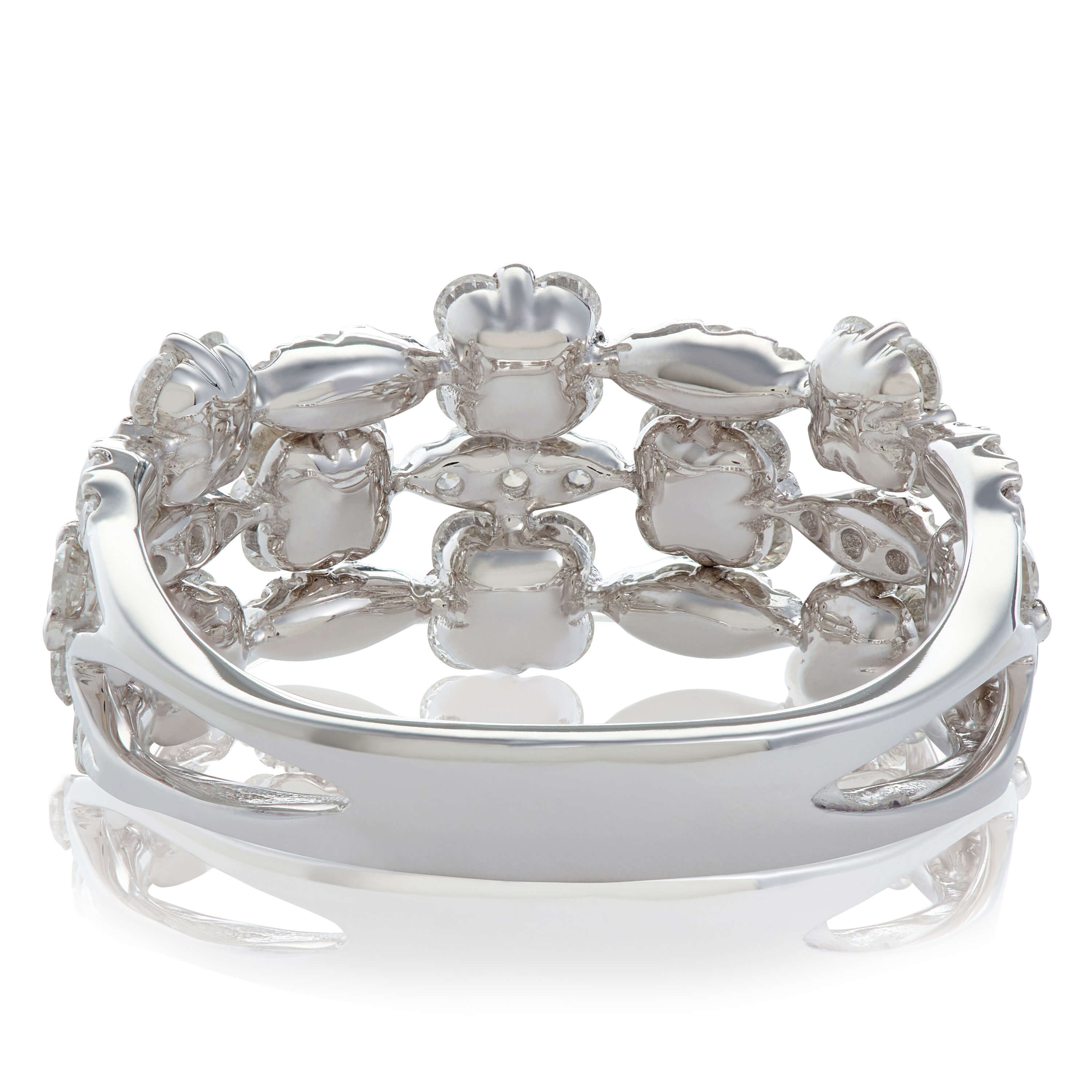 Cushion & Marquise Shaped Diamond Cluster 3-Row Band 14K