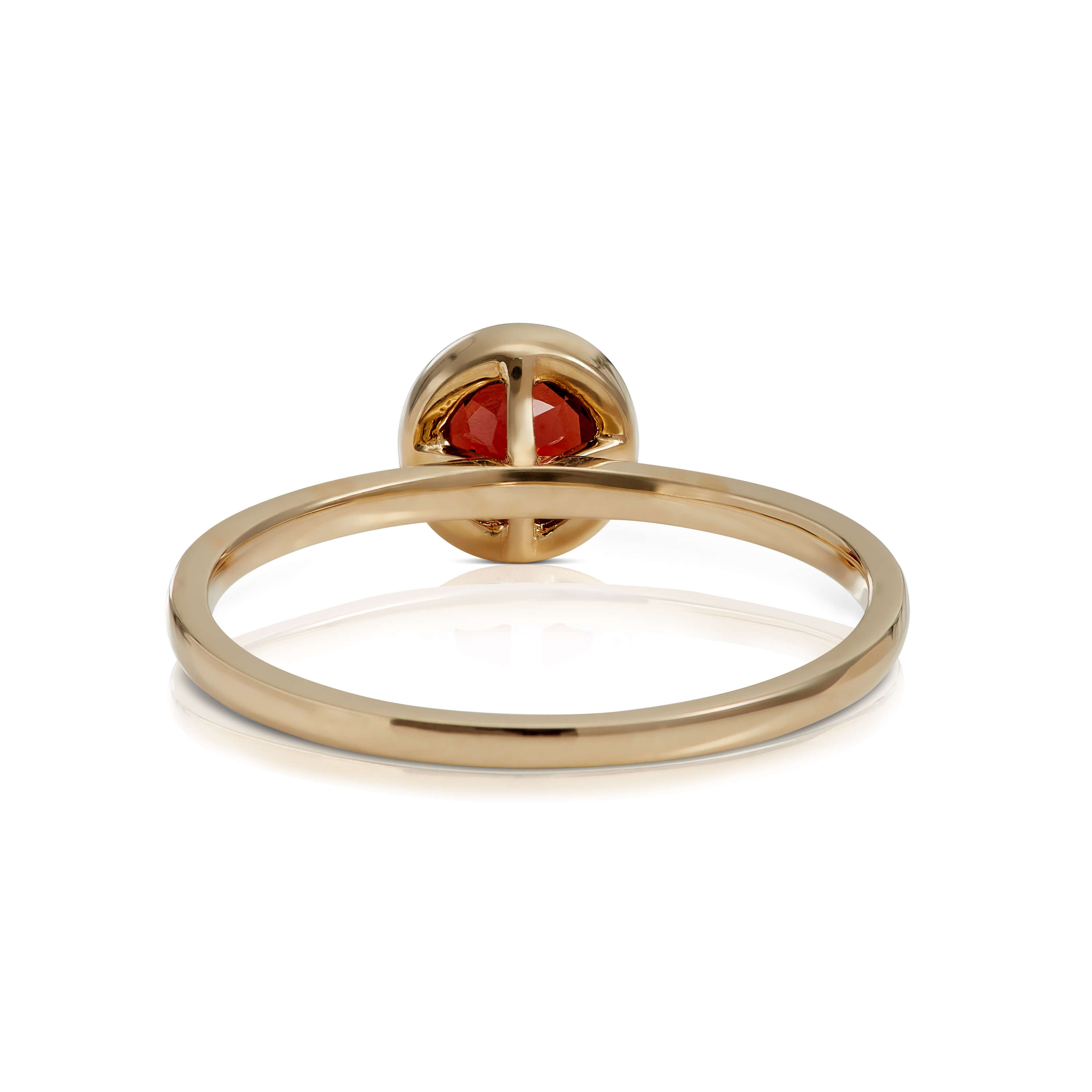 Bezel Set Round Garnet Ring 14K