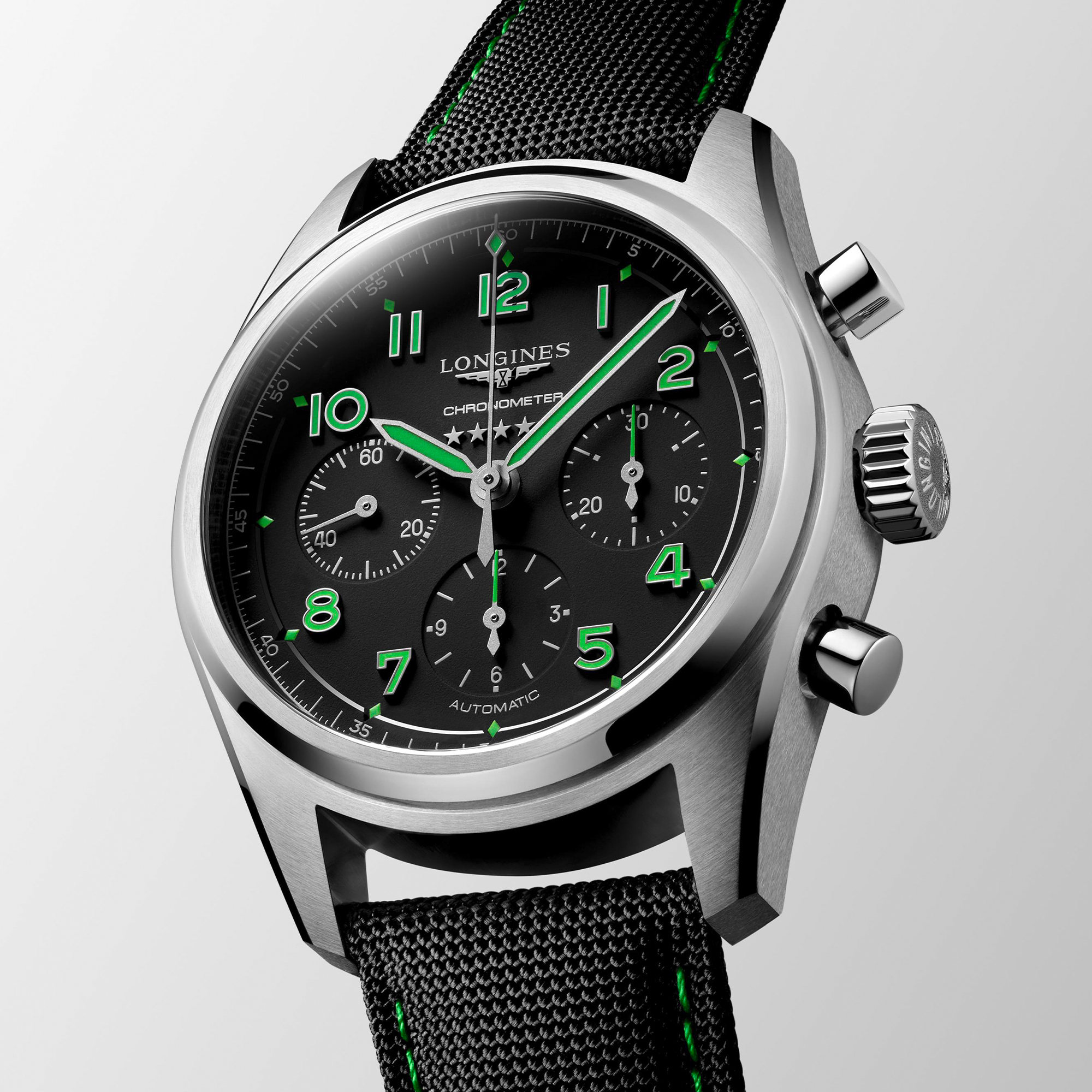 Longines Spirit Chronograph Black Dial Watch, 42mm