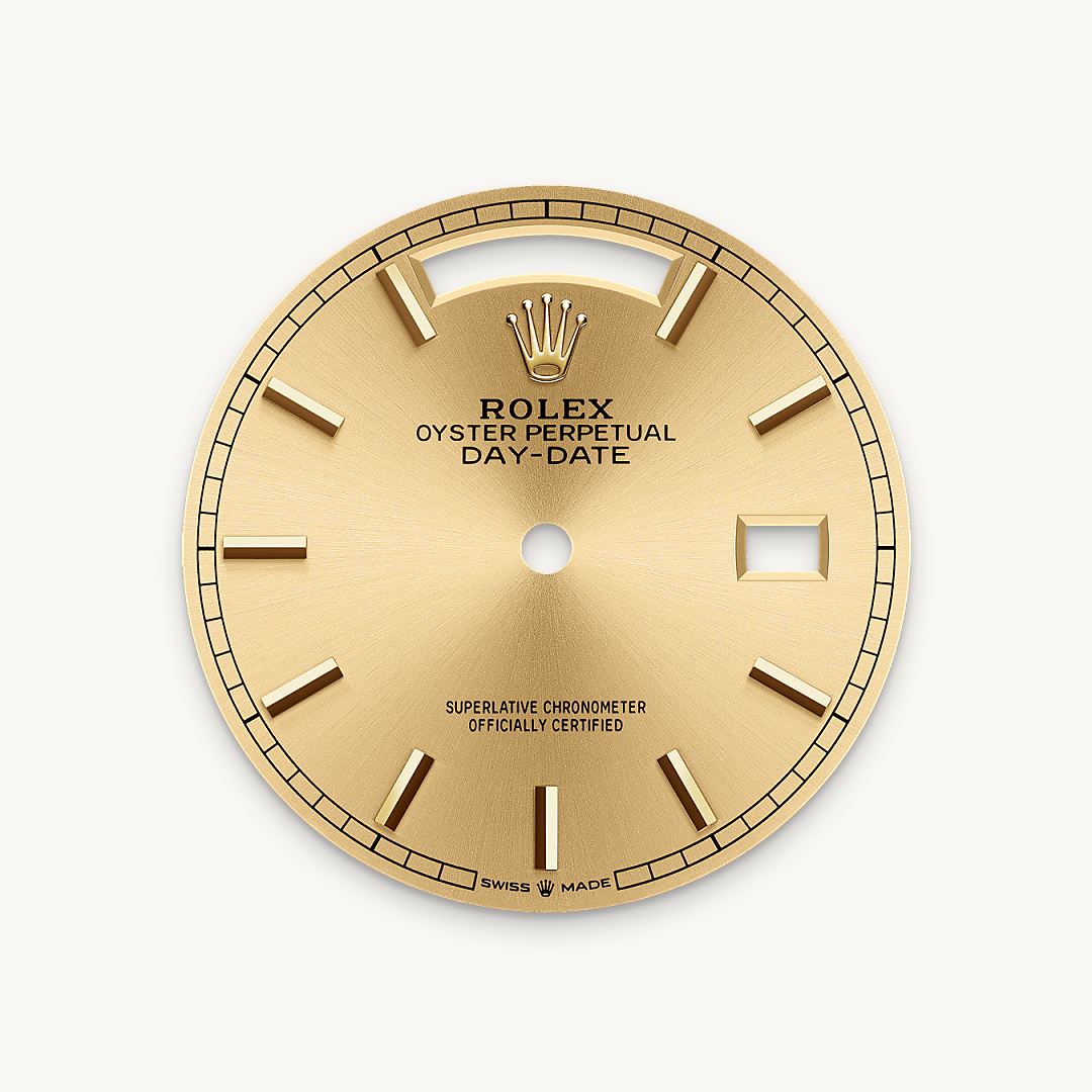 rolex day-date in 18 ct yellow gold, m128238-0045 - champagne-colour dial - ben bridge