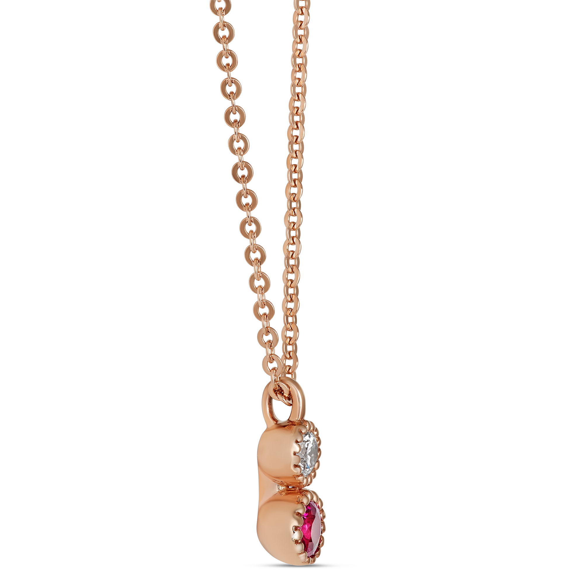 Ruby and Diamond Pendant, 14K Rose Gold