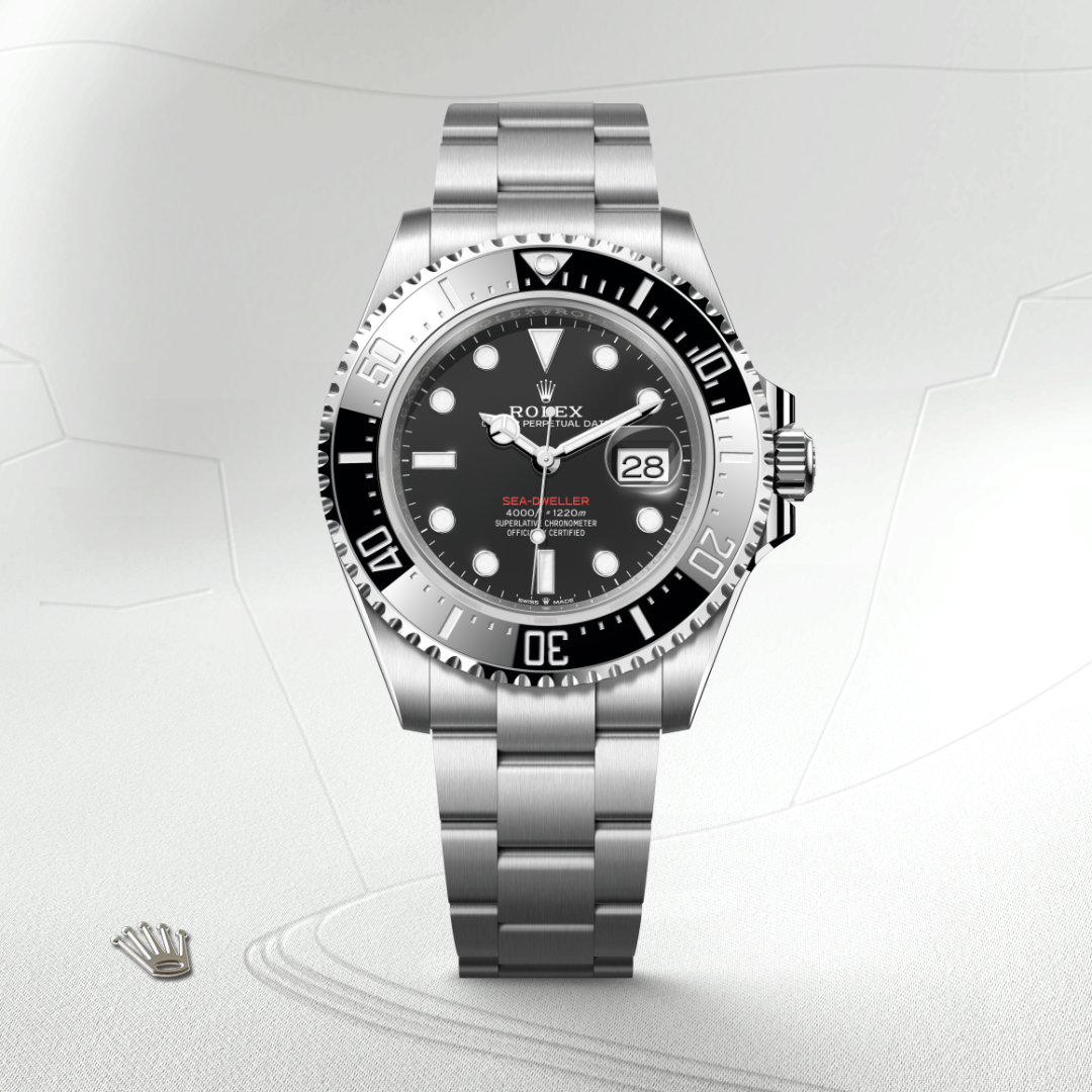 rolex sea-dweller in oystersteel, m126600-0002 - watch with background color - ben bridge