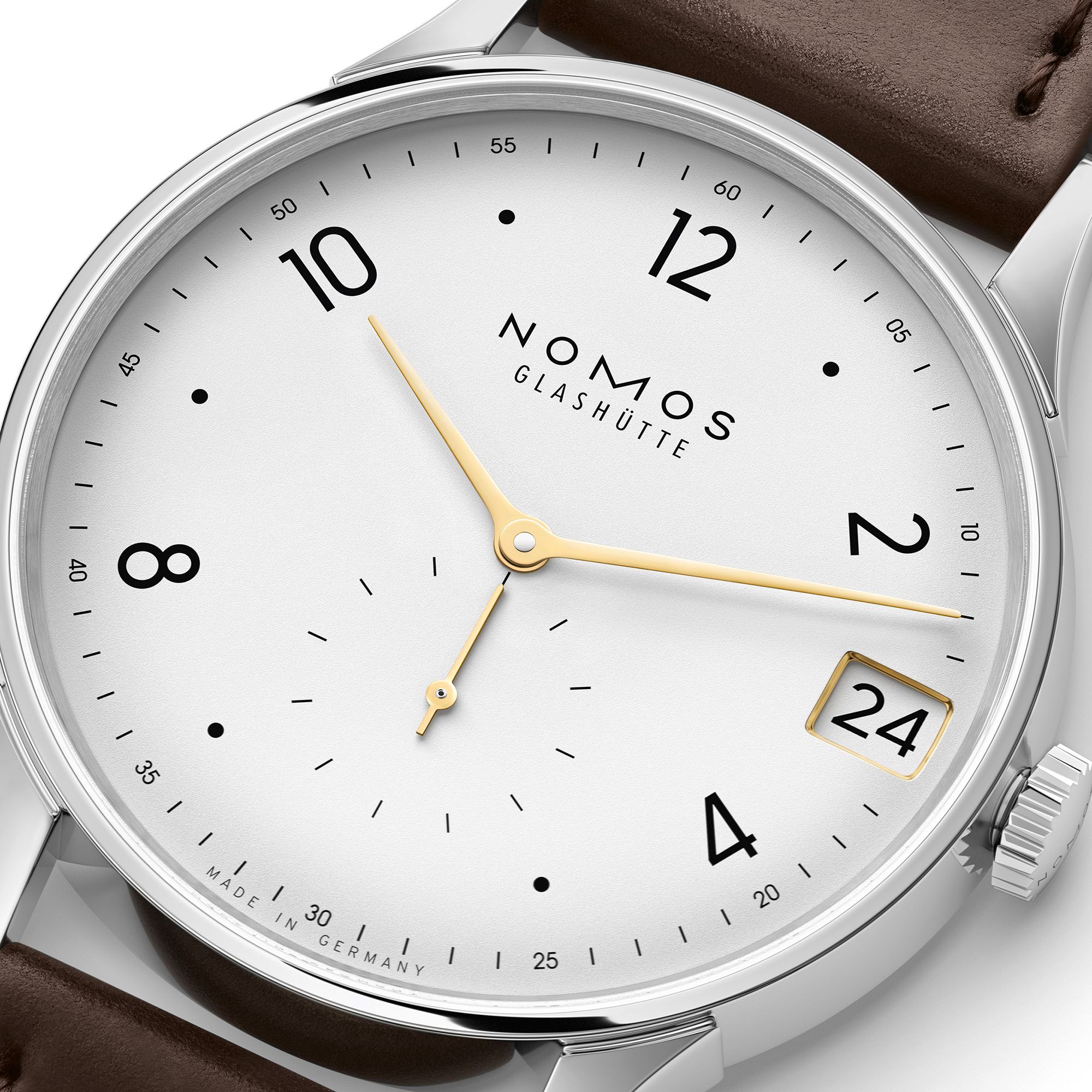 NOMOS Minimatik 39 Date Gold White Dial Watch, 39.5mm