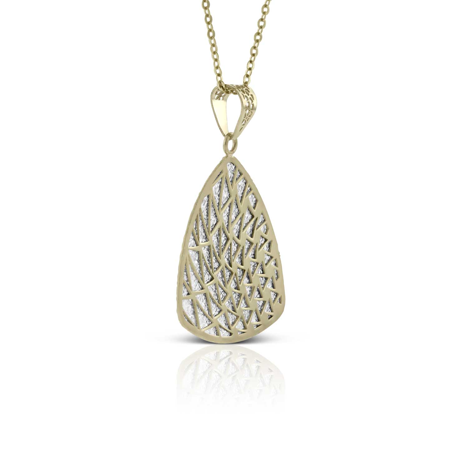 Toscano Laser Cut Shield Necklace 14K