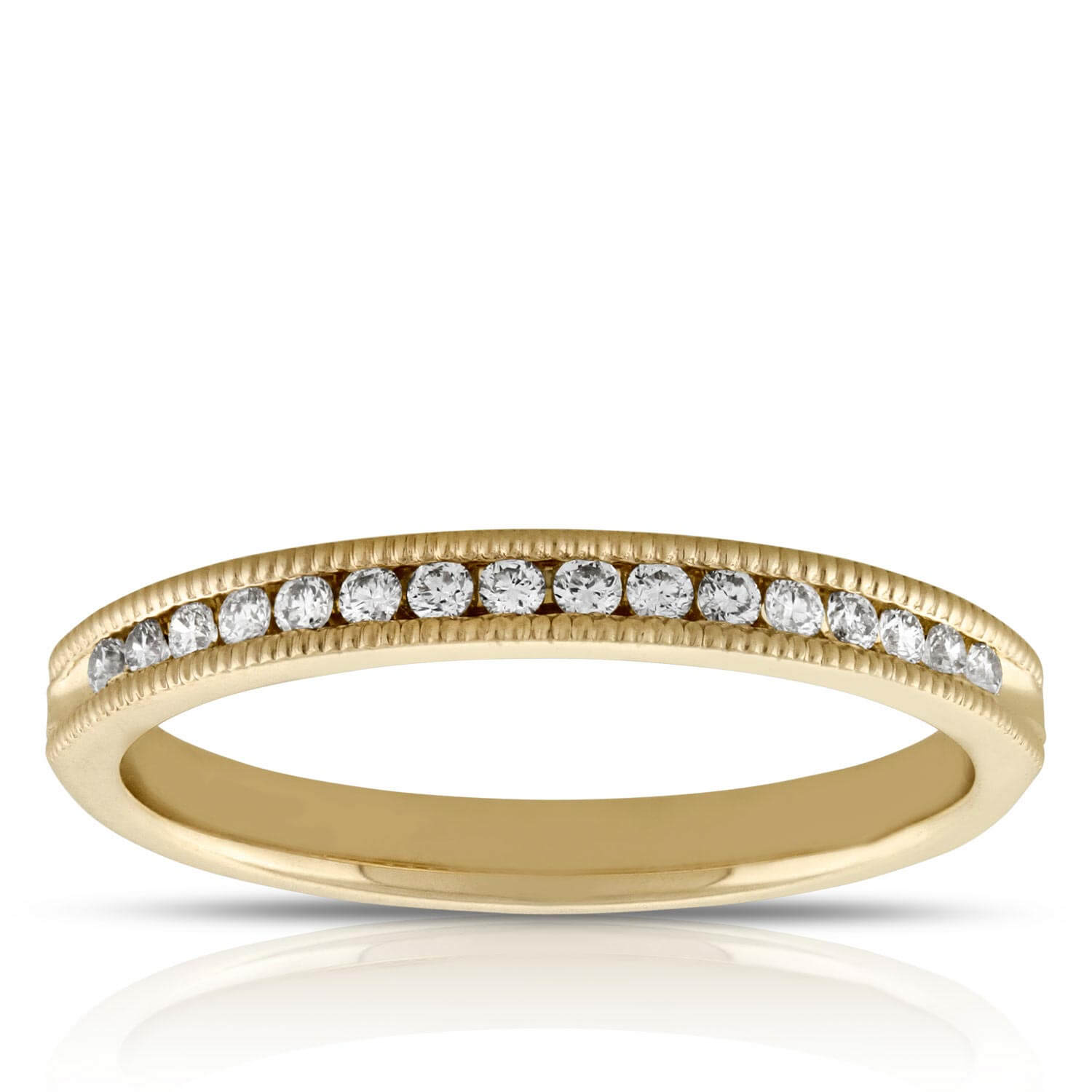 Wellingsale 14K Yellow Gold Diamond Cut Right Hand Ring - Size 9, High Polish Finish With Gift Box - View #2