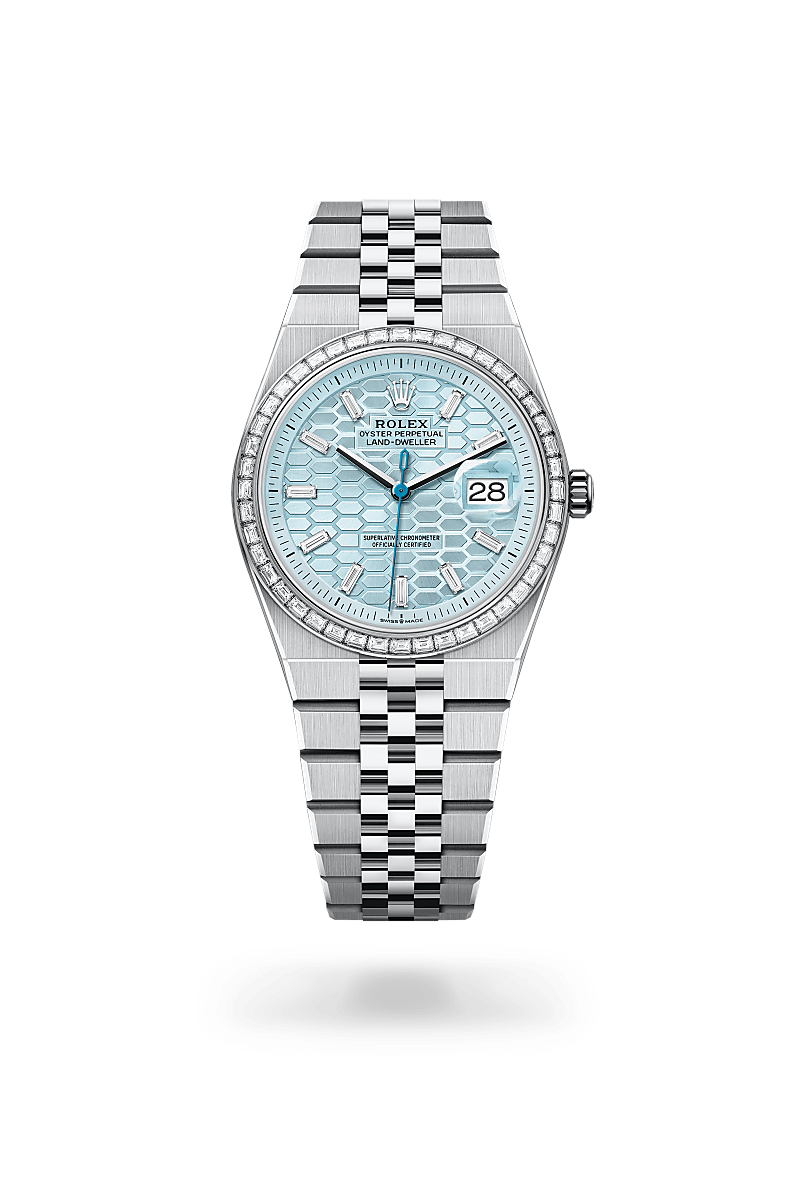 rolex land-dweller in platinum, m127286tbr-0001 - ben bridge