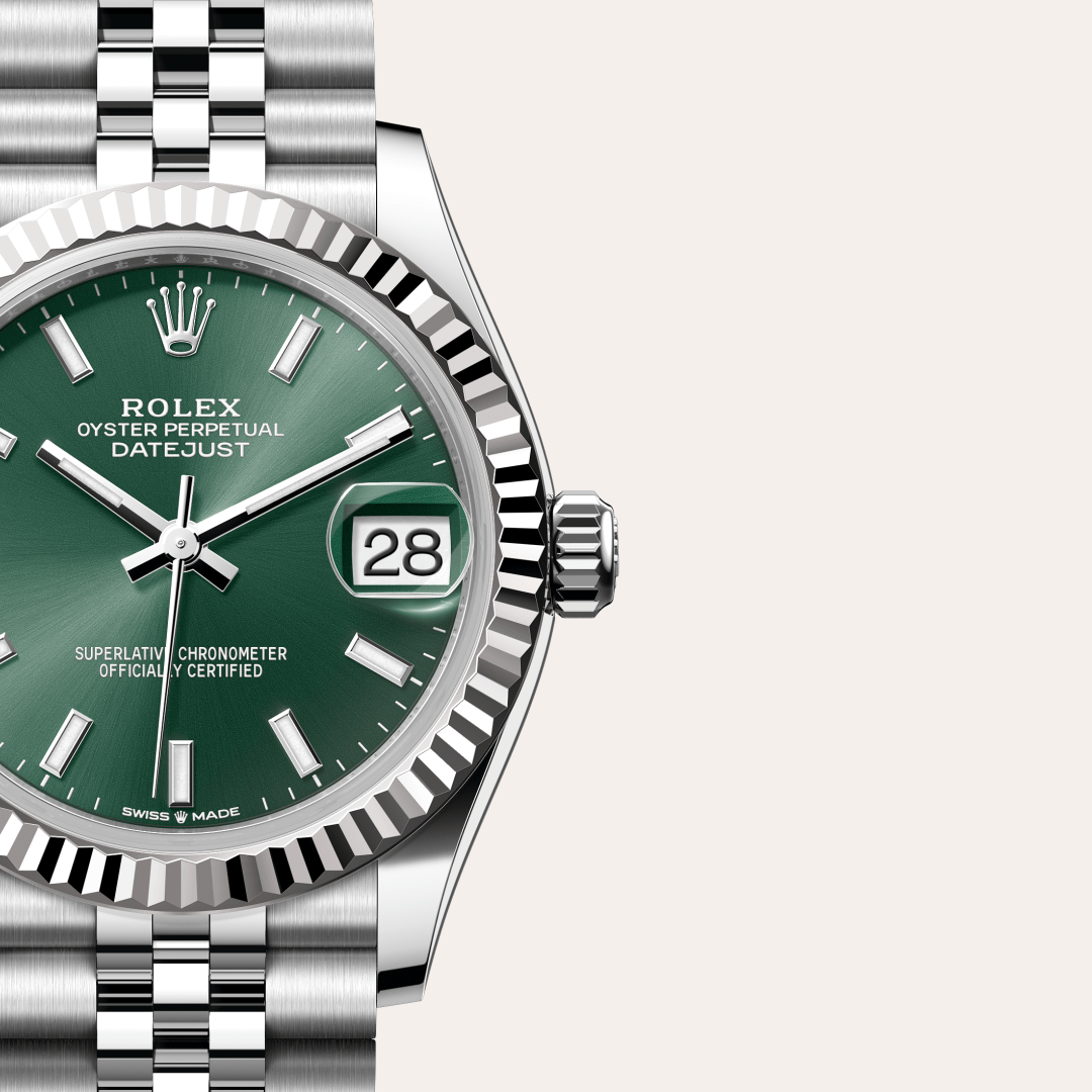 rolex datejust in white rolesor - combination of oystersteel and white gold, m278274-0018 - watch dial - ben bridge