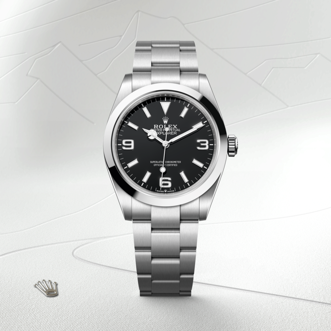 rolex explorer in oystersteel, m224270-0001 - watch with background color - ben bridge